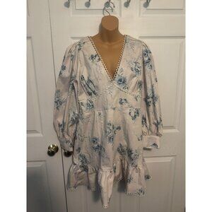 NWT Asos Womens Puff Sleeve Mini Dress Plus Size 14 Floral Print